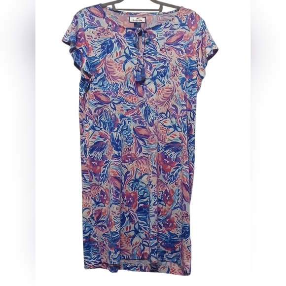 Island Collection - NWOT  Multi Colored Floral Dress, Tie At Neck, Flutter... - Picture 9 of 9